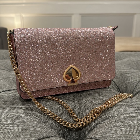 Kate Spade Bag Nicola Shimmer Sparkle Twistlock Crossbody/Shoulder Bag EUC Rare - Picture 3 of 17